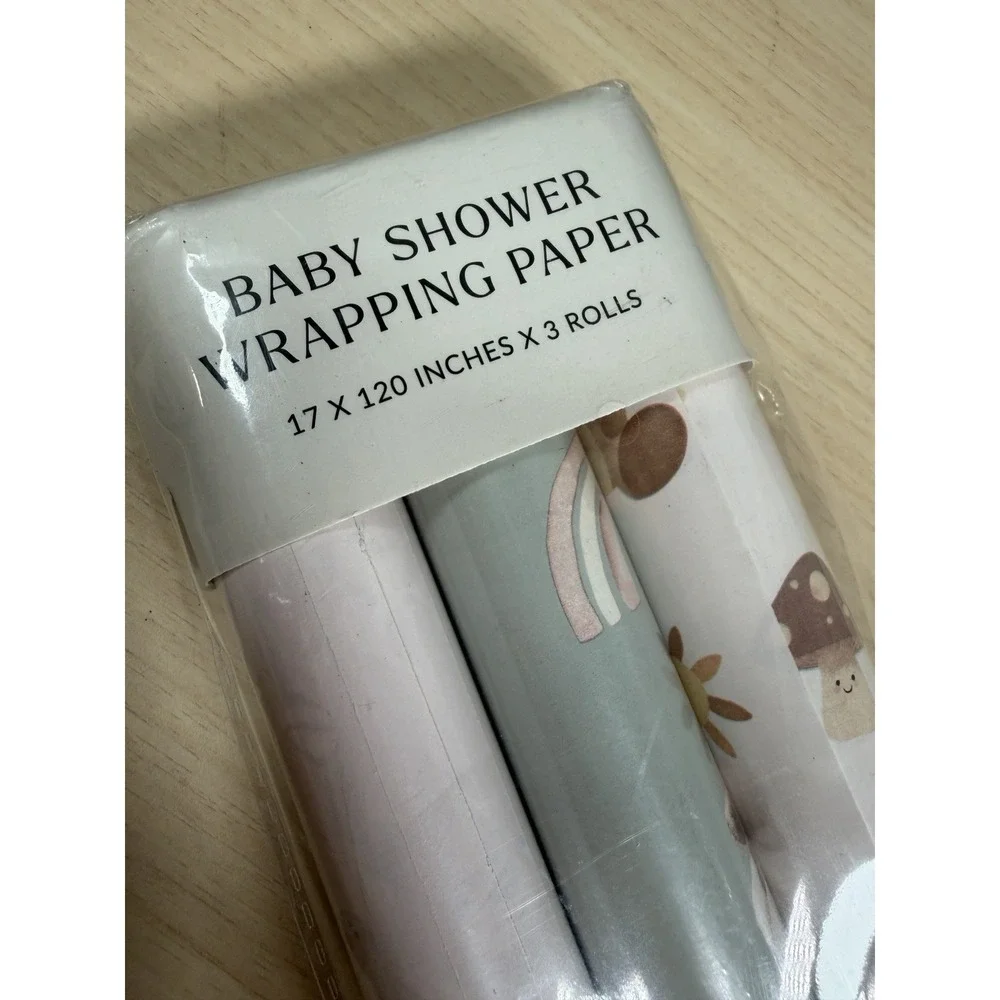 Beautiful‎ Gift Wrapping Paper Rolls for Baby Shower - Cute Set of 3